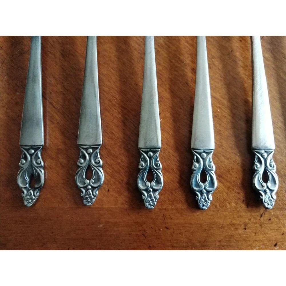 Lot 8x Iced Teaspoons Olaf Flatware National Stainless Silverware Japan MCM 7.8